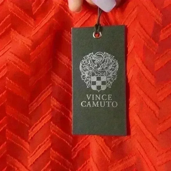 VINCE CAMUTO- NWT Orange Citrus Splash Ruffled Sleeves Blouse Sz Small - Picture 5 of 15